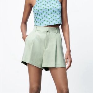 Zara High Waist Mint Green Shorts